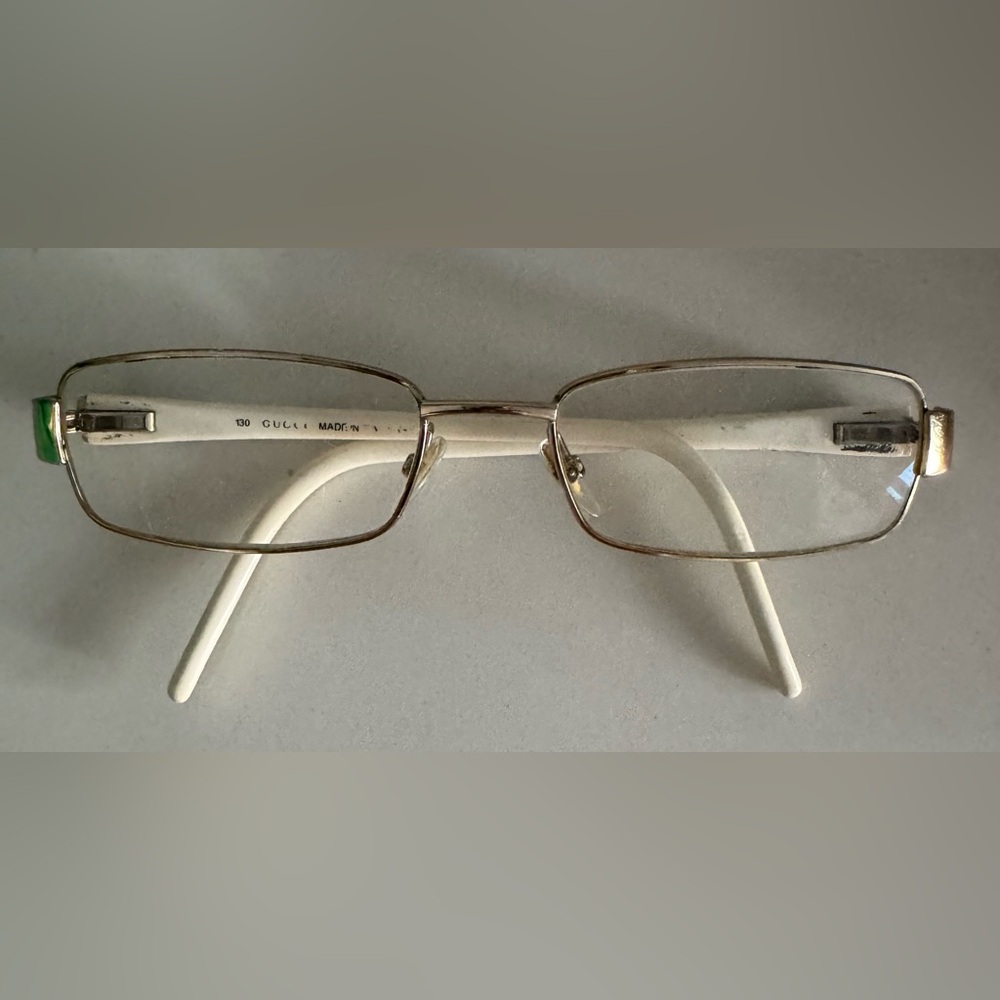 Gucci GG 1936 rectangular glasses Frames Italy Designer reading white chic rare
